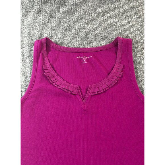 Eddie Bauer Tank Top Women's Medium fuchsia ruffled top - Picture 3 of 9